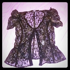 Charlotte Russe Mesh Button down